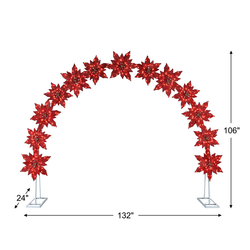 8,5 pi. Arche de poinsettia illuminée