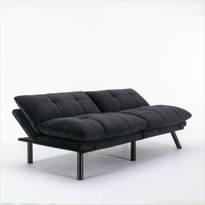 Canapés-lits | Canapé-lit pliant convertible moderne, idéal pour les petits appartements, capacité de 800 lb 2 places | Noir | Rembourré