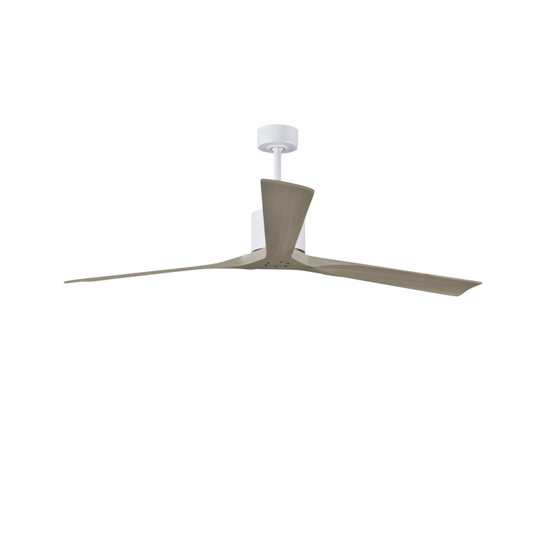 Nan XL 72" Ceiling Fan In Matte White And Matte Black Blades, Blanc mat / frêne gris