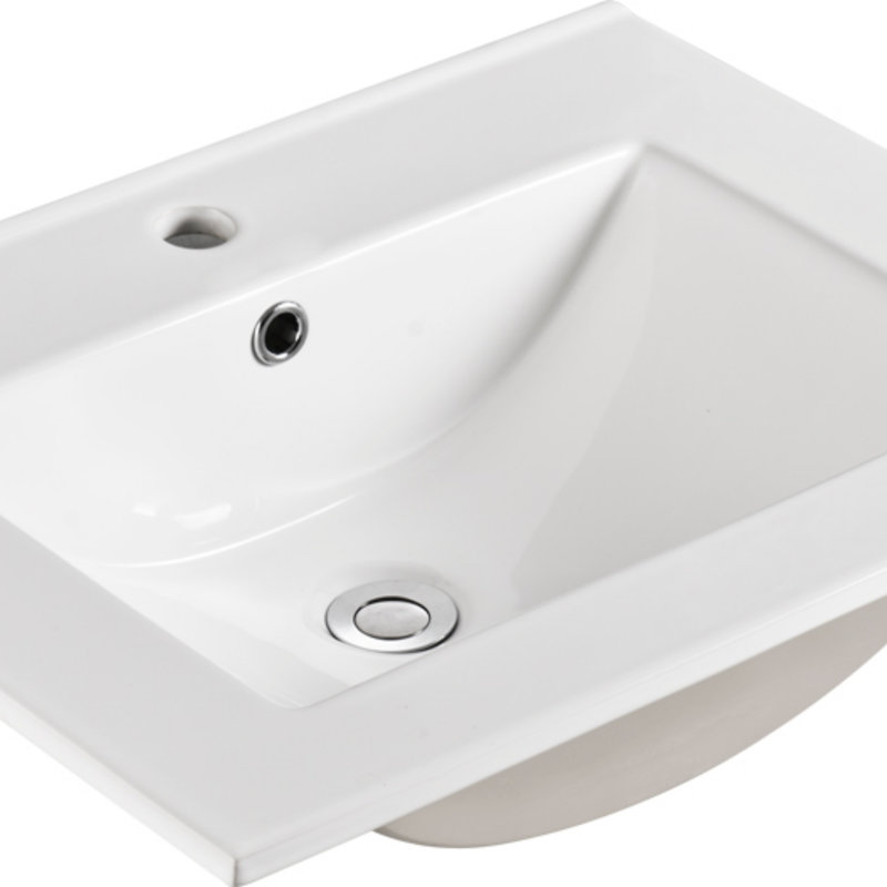 Évier en céramique de 24 pouces avec profondeur peu profonde et comptoir mince pour une salle de bain moderne