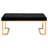 Stylish Black And Champagne Bench For Bedroom With Rectangular Seat Metal Upholstered Gold Base Interior