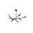 Modern 9 Light Black Sputnik Linear Chandelier