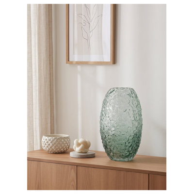 Vase en verre vert 13,5 "H