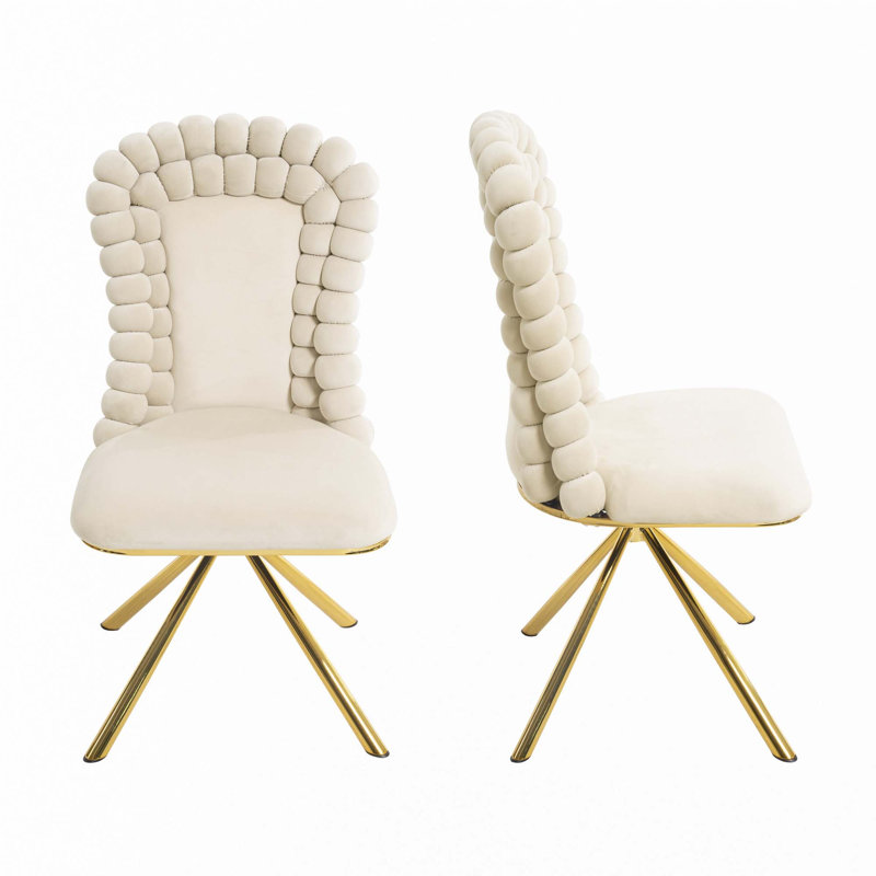 Chaises de salle à manger en velours, Orange