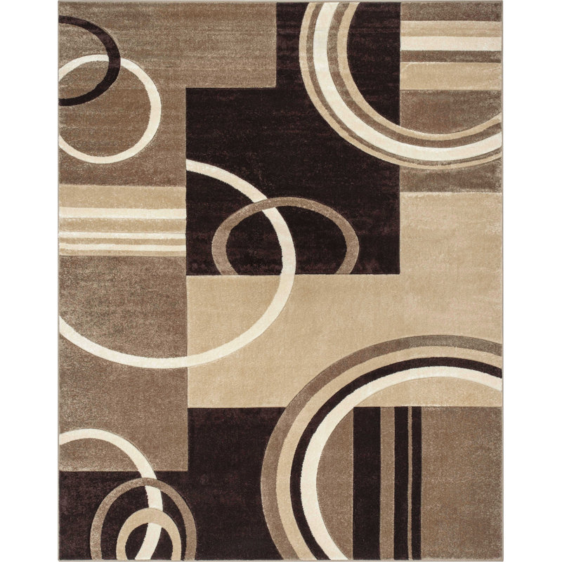 Shaliya Abstract Area Rug in Brown/Beige, Rectangle 9'3" x 12'6"