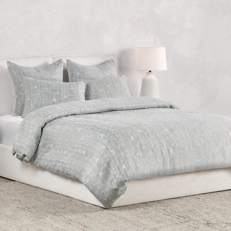 Lana 100% Cotton Embroidered Natural Queen Duvet By Classic Home, King Duvet Cover, Gray