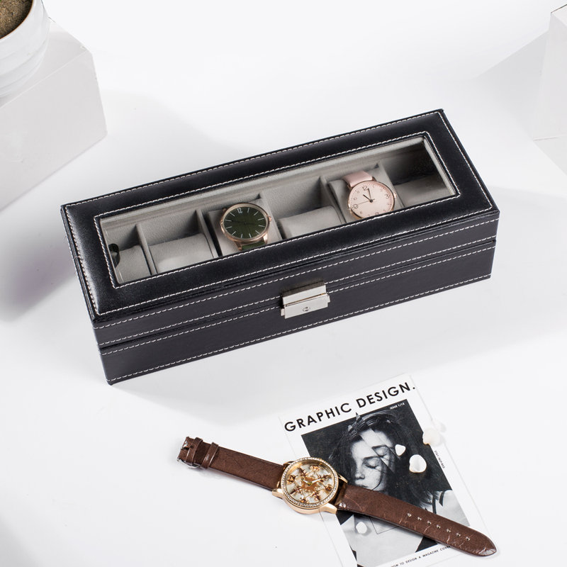 Boîte à montre à 6 fentes pour vitrine