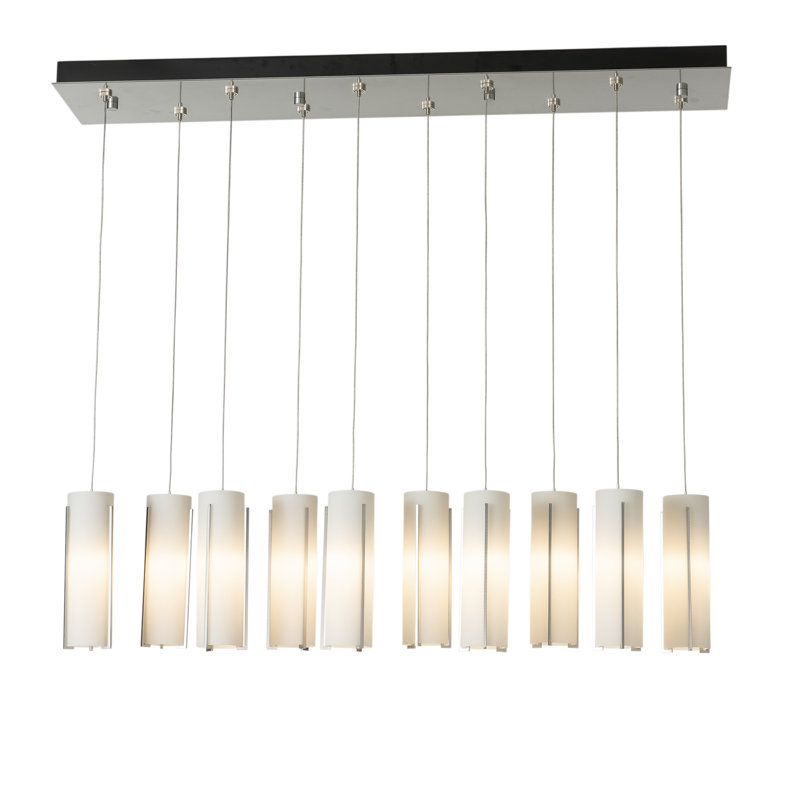 Exos 10 - Light Cylinder Pendant, Sterling, Long: 13" to 130", Opal Glass