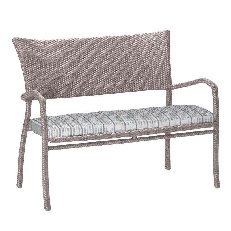 Skye Wicker Garden Bench, Black Walnut, Natural White, Welt