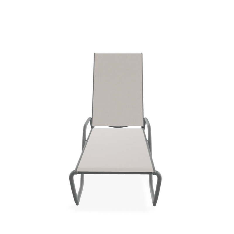 Outdoor Rust-Resistant Metal Chaise Lounge, Textured Graphite, Natural