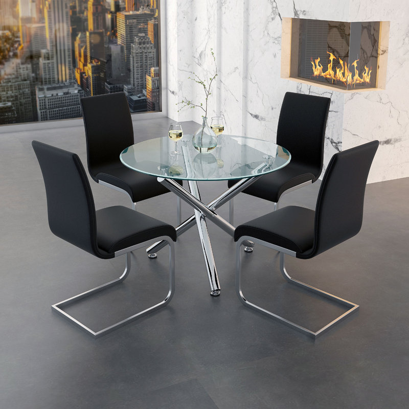 Table de salle à manger Solara Ii, chrome de 40 po de diamètre