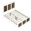 Grand lit en bois avec lattes en contreplaqué, plateforme de couleur blanche en blanc, ornement en bande, capacité de charge de 700 lb, aucun sommier requis
