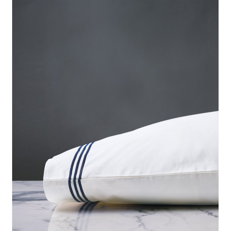 Tessa Egyptian Cotton Pillowcase, King Pillowcase, White/Navy