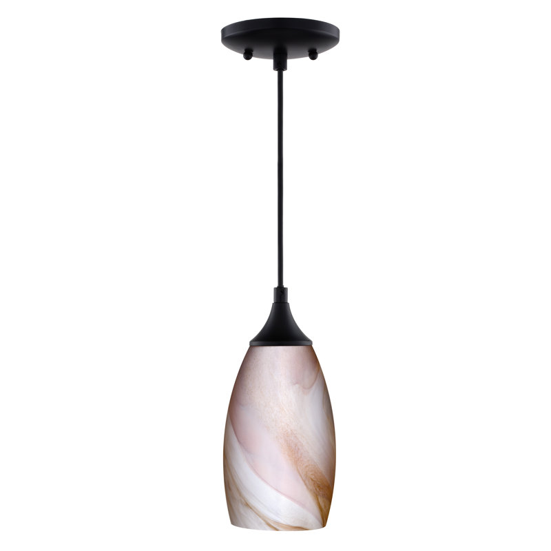 Luminaire suspendu en forme de goutte à 1 lumière Finja, Bronze huilé, Tourbillon de caramel