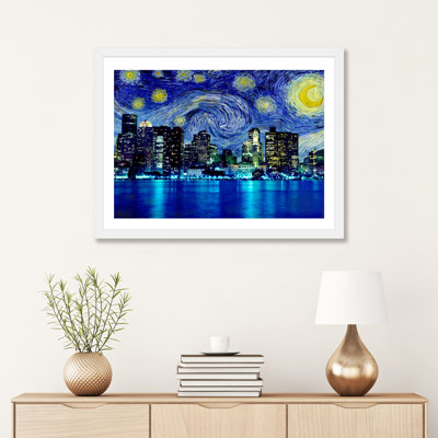 Boston, Massachusetts, nuit étoilée, impression d'art graphique