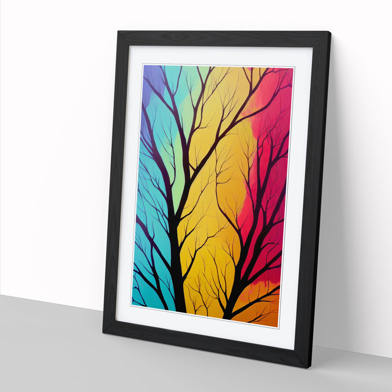 Tree Abstract In Colour Vol.2 - Single Picture Frame Print, Black, 64cm H x 46cm W x 2cm D