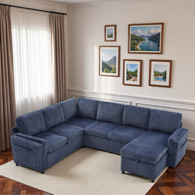 Convertible Sectional Sofa with Pull Out Sofa Bed, USB Ports, Side Storage Pockets, Ample Storage Space and Reversible Storage Chaise Lounge