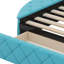 Lit plateforme tapissier en velours avec tiroir et 2 tabourets de rangement latéraux-1627059130