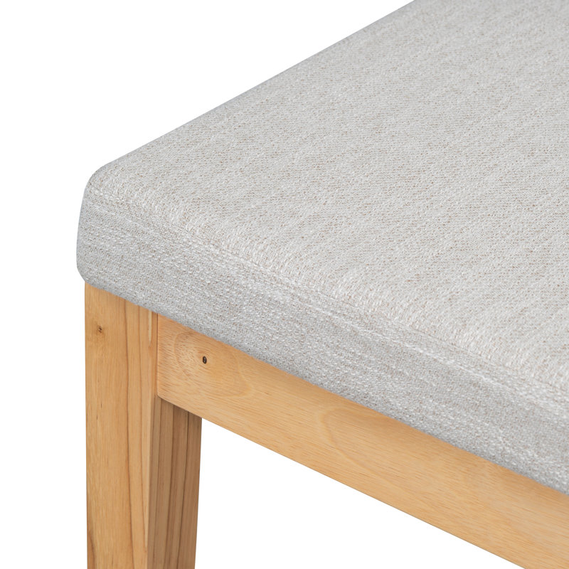 Raya 24.25'' Seat Height Bohemian Solid Rubberwood Upholstered Bar Stools With Handwoven Rattan Backrest, Natural