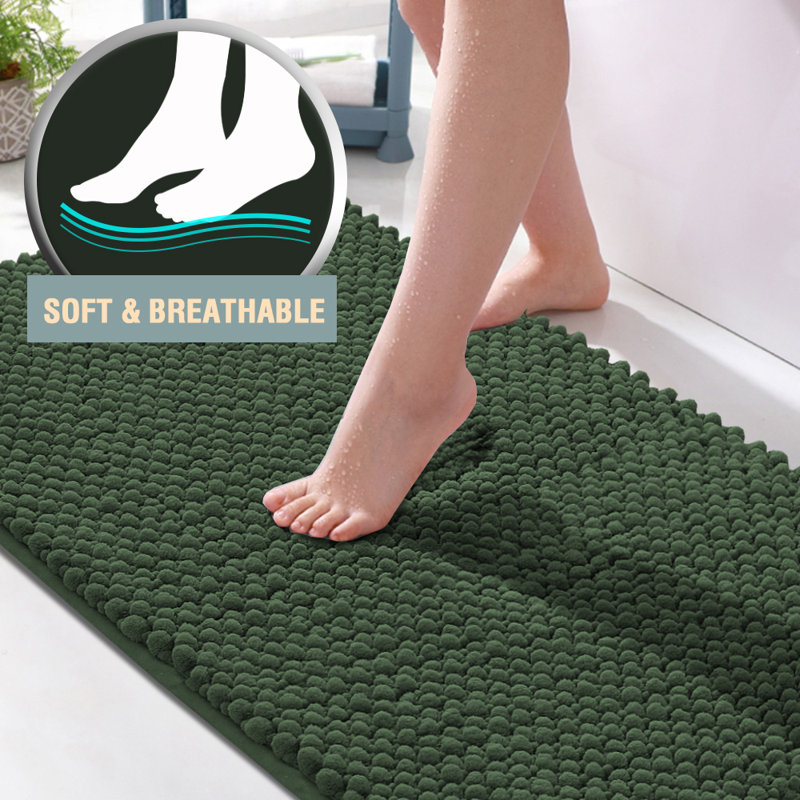 Yorvin 1 Piece Bath Rugs Soft Shaggy Non-Slip Chenille Bathroom Rugs Machine Washable Bathroom mat Tub and Shower Home Decor Accessories Rubber Bath Rug