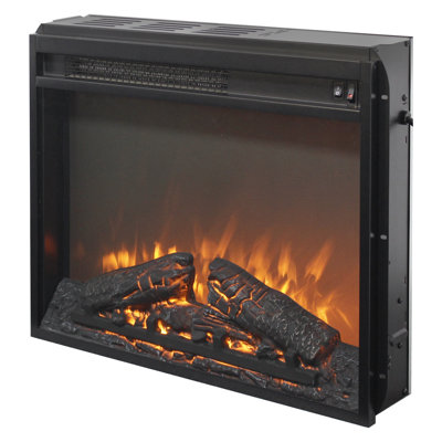 23" Electric Fireplace Insert With Log Set & Realistic Flame - Overheating Protection, Plug-In Wall Heater