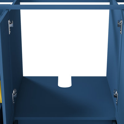 Meuble-lavabo de salle de bain de 42 pouces avec 2 portes doubles à fermeture douce et 9 tiroirs à glissière lisses (bleu)