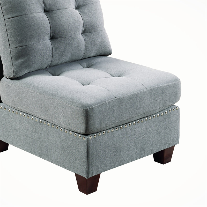 Canapé modulaire 2 pièces Gulbasha, 100 % lin gris