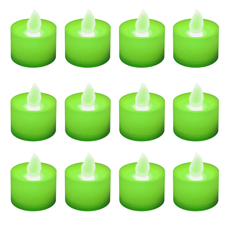Bougies chauffe-plat à piles - 12 pièces, Vert