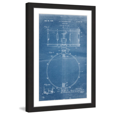 « anse tambour 1939 blueprint » par steve king, reproduction d’art encadrée