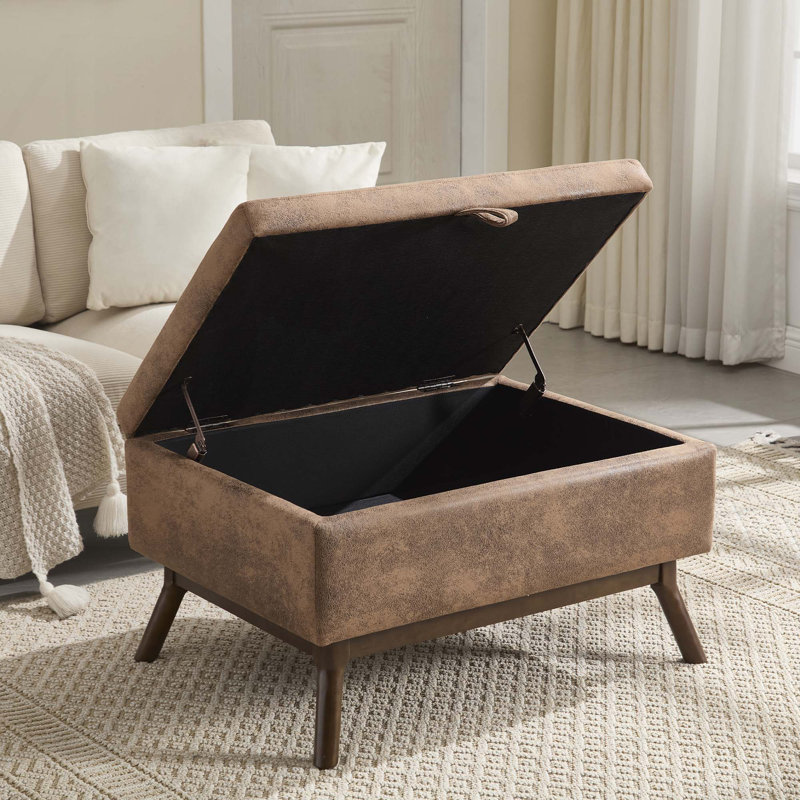 Table basse avec rangement, repose-pieds, Microsuède café
