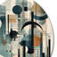 «Blue Orange Minimalisme Quiet Profondeurs - Minimalisme abstrait, art mural rond sur métal-88599944