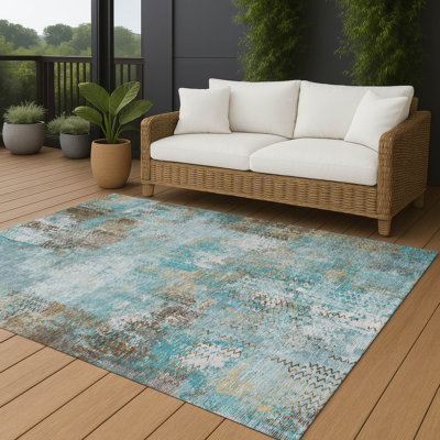 Tapis abstrait lavable à la machine intérieur / extérieur ACN2790