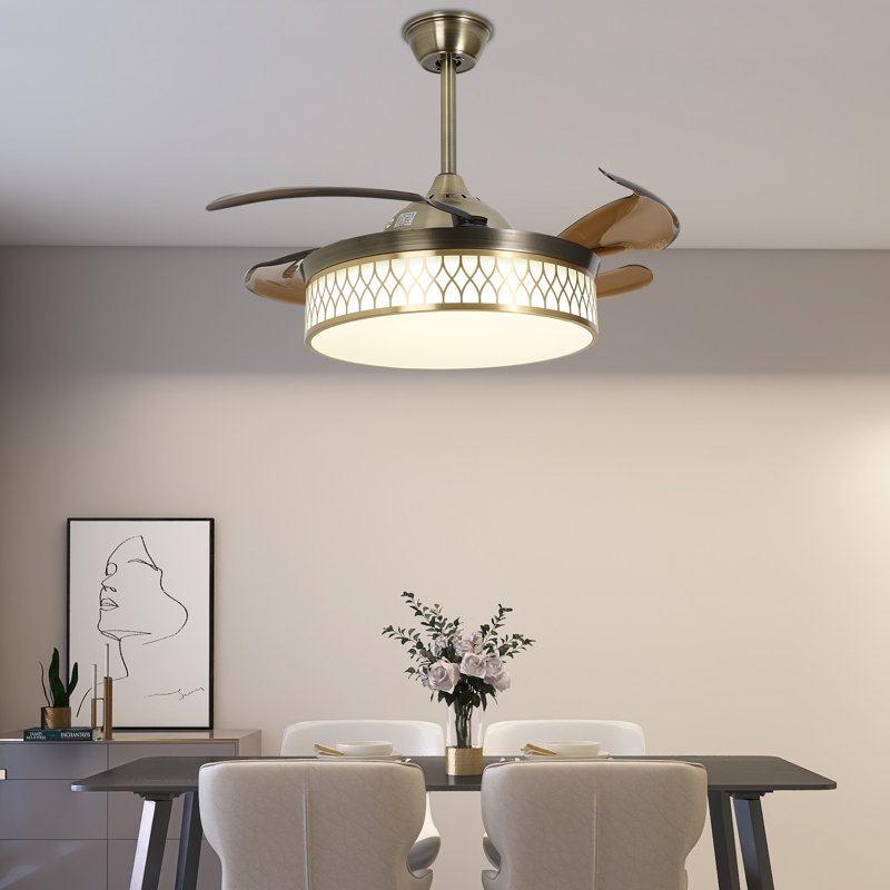 Jadlynn 42-Inch Ceiling Fan Reversible LED Light 6 Speeds with Remote Control