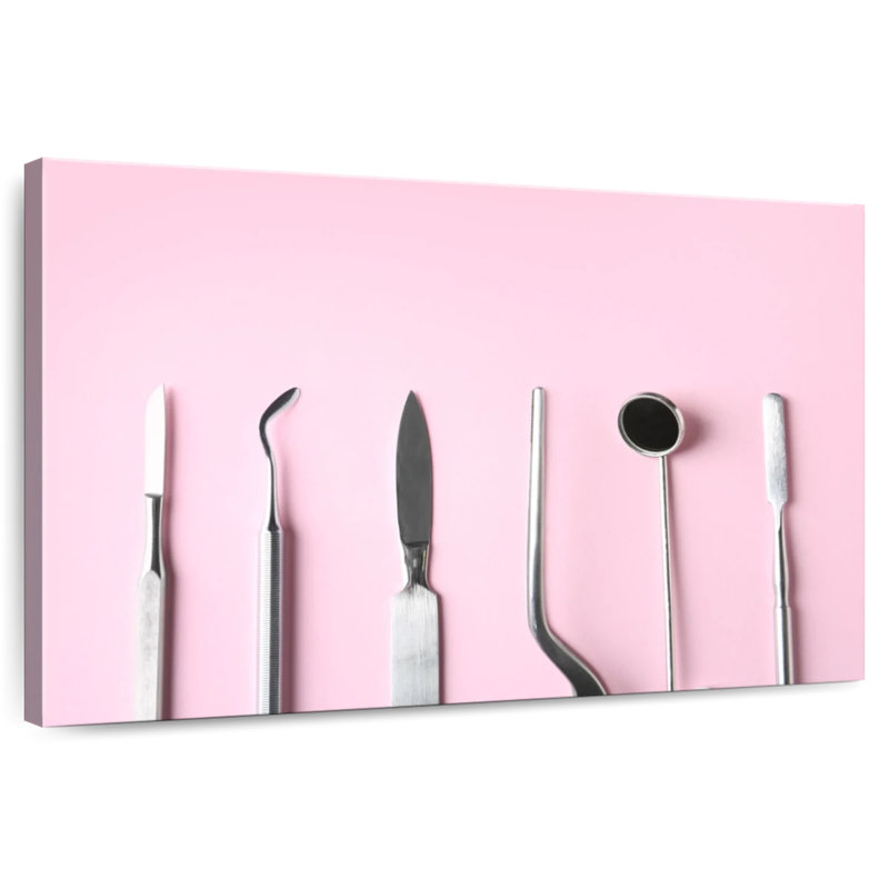 Dental Tools On Pink, 16" H x 24" W