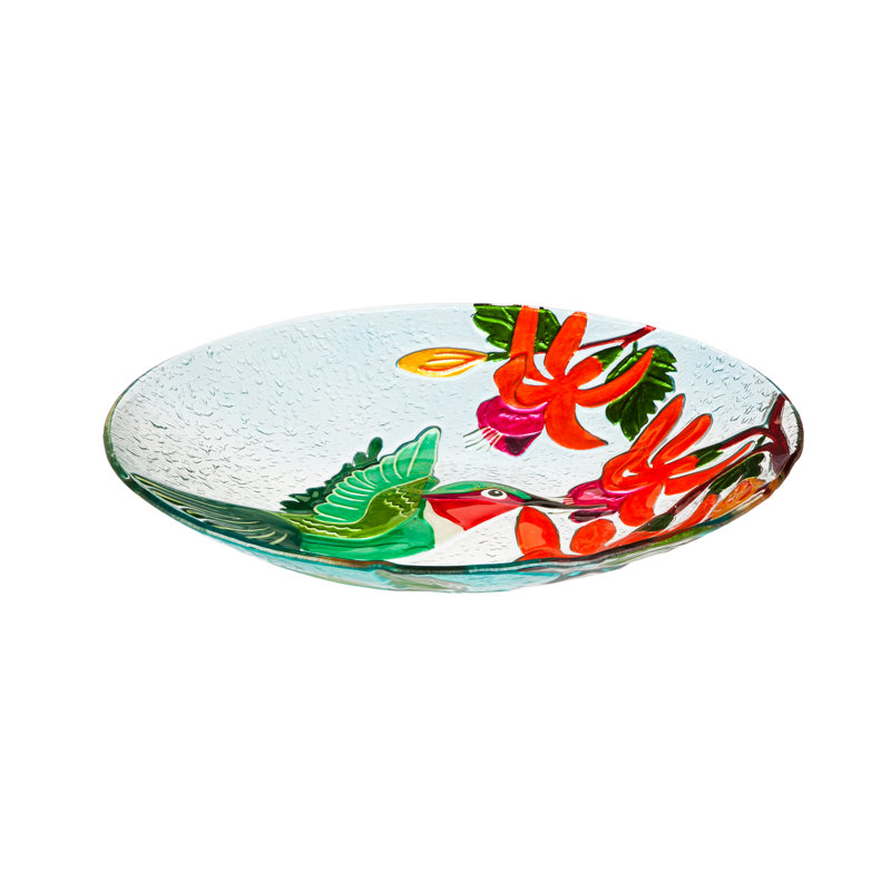 Glass Single Tier Birdbath