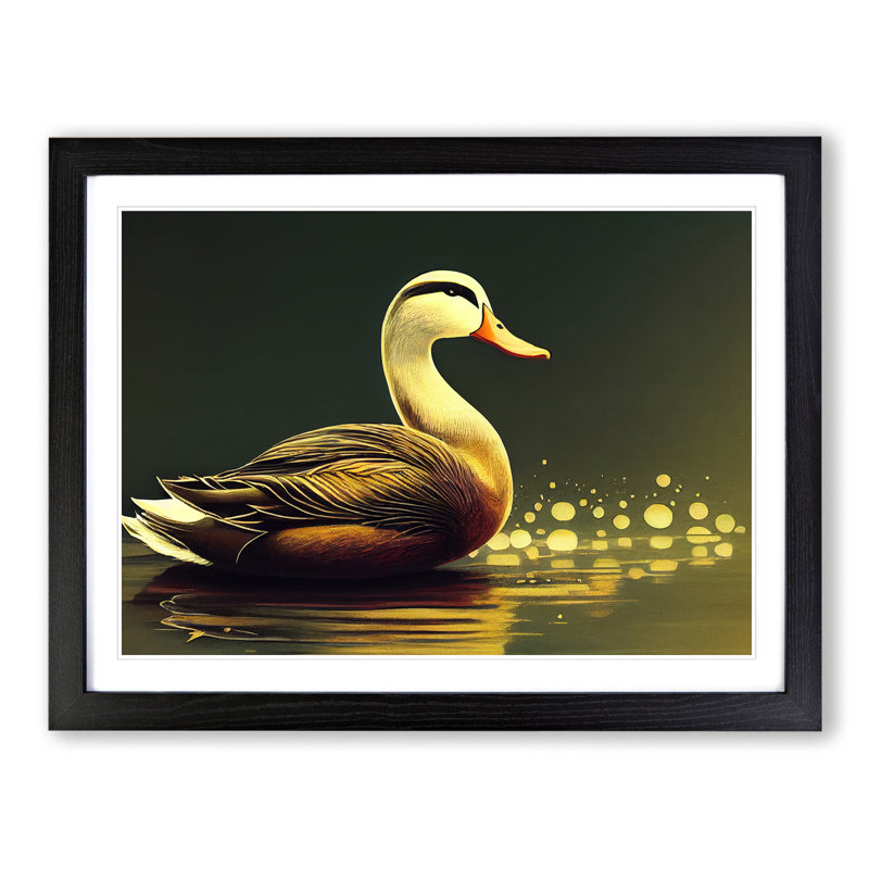Luminous Duck - Single Picture Frame Print, Black, 46cm H x 64cm W