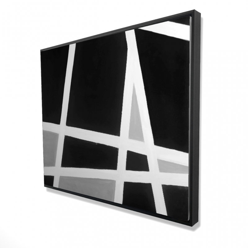 Black And White Abstract Lines Print On Canvas
