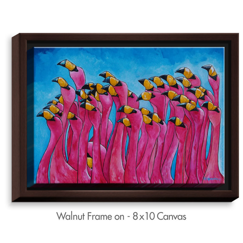 «Peace Love and Flameos», reproduction sur toile, H 12 po x l 16 po x P 1,5 po, Toile tendue