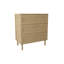 Commode 3 tiroirs en rotin tissé avec pieds en bois tourné, chêne naturel