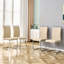 Chaise de salle à manger, chaise d'appoint rembourrée à haut dossier en cuir de polyuréthane avec pieds en métal en forme de C-884605466-884605463-884605460