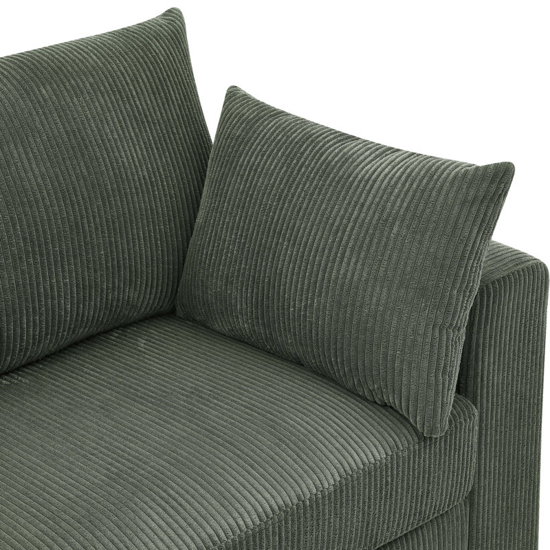 Velours côtelé 2 po, avec coussins de siège profonds et soutien confortable pour se détendre à la maison, Vert