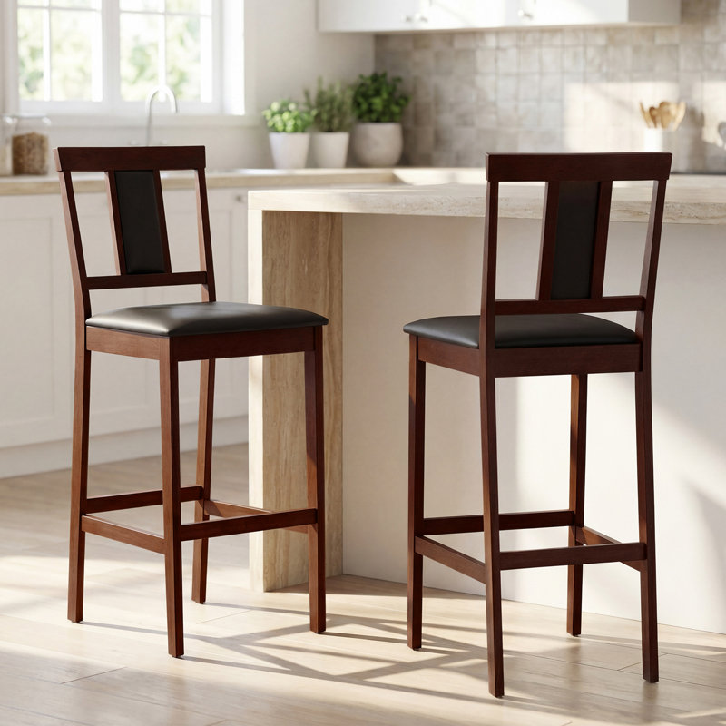 Upholstered Barstool Set of 4, Farmhouse 29.5” Bar Height Kitchen Island Stool, 4