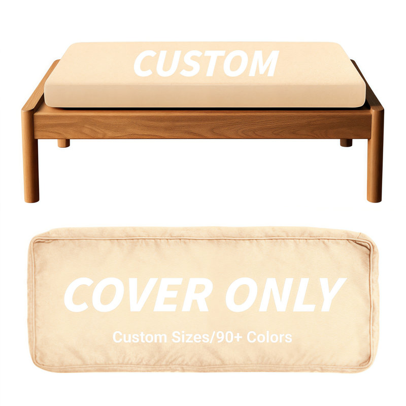Custom Size Cushion Cover, Replaceable Bench Cushion/Chair Cushion Cover, Light Beige, 58" W x 24" D