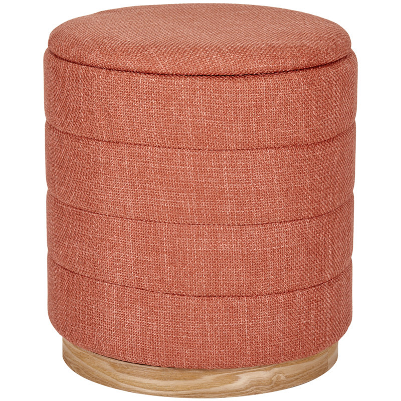 Repose-pieds rond avec rangement en lin 16 po, Orange
