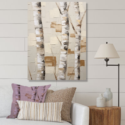 «Beige minimalisme arbre bouleau I» sur toile