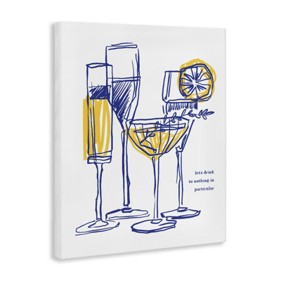 «Let Drink», art mural sur toile avec verres à cocktail abstraits