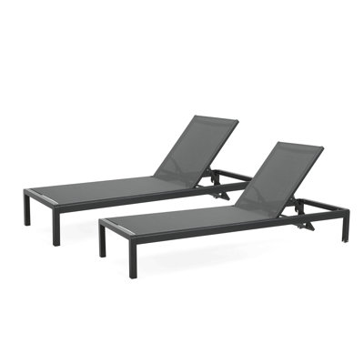 Outdoor Chaise Lounge Chair Set Of 2, Adjustable Outside Chair For Pool Patio Beach Yard, All Weather Use Uv Resistant 400Lbs Weight Capacity