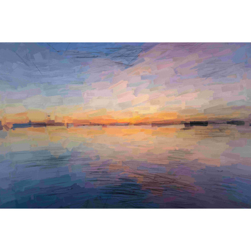 Océan au coucher du soleil, H 12 po x l 18 po