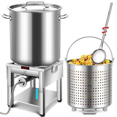 Marmite à vapeur en acier inoxydable Arcq de 84 pte avec brûleur au propane Forte de 200 000 BTU et grande cuillère de 48 po, marmite de langouste et brûleur pour la cuisson et la cuisson à l'extérieur