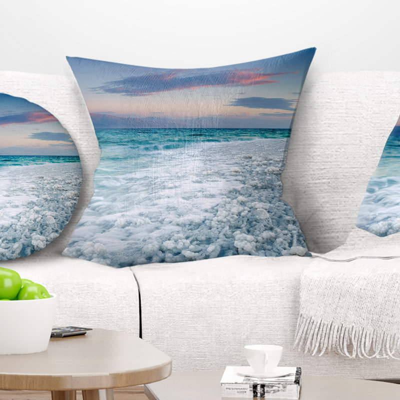 Magnifique lever de soleil à la mer Morte - Oreiller imprimé Sea & Shore, 16 po x 1 po, Coussin décoratif